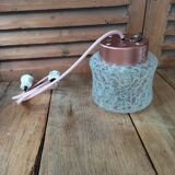 Baladeuse lampe globe verre givré étoilé support rose gold cuivre