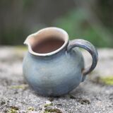 Blue glazed ceramic pitcher signed BB, vintage pitcher, small pitcher, cream pot, milk pot