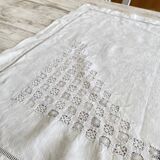 Set of 2 antique hand-embroidered tablecloths - 63x60 cm - Linen