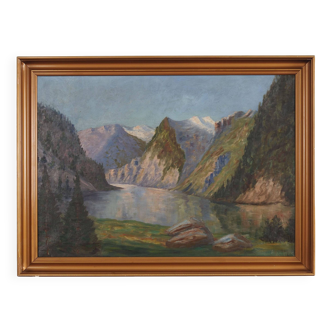 Painting "The River in the Mountains”, Scandinavian design, 1970s