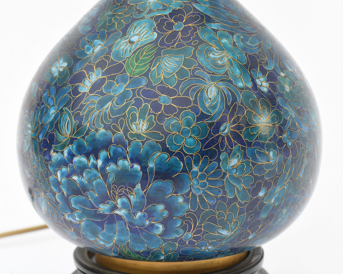 Baluster vase in blue cloisonné enamel mounted in lamp