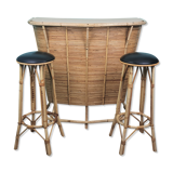 Rattan bar and stools