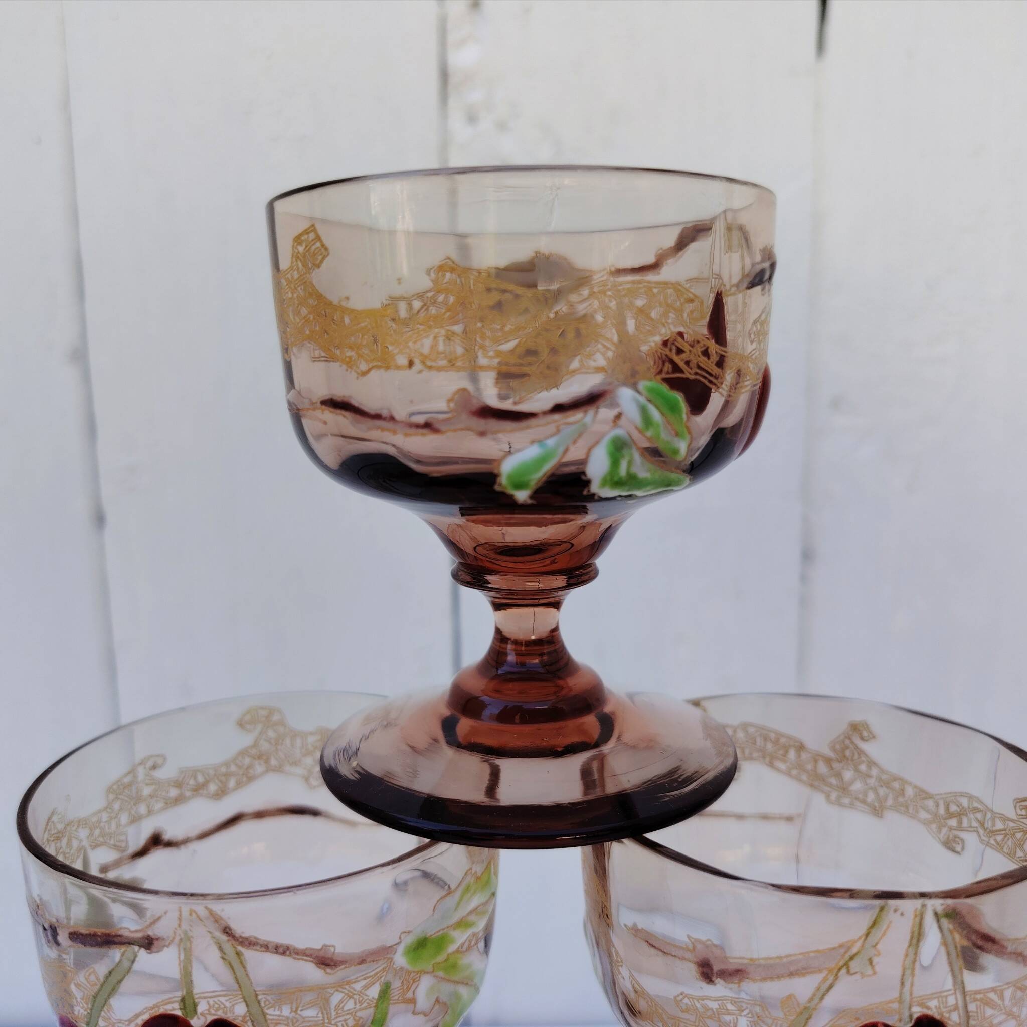 Cerise service with Legras brandy, Art Nouveau, Montjoye