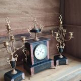 Old fireplace set period Napoleon III clock clock chandeliers