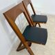 2 old folding chairs in wood and leather, postmodern design from the 80s vintage