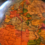 Light earth globe in vintage J-Forest glass from the 1940s