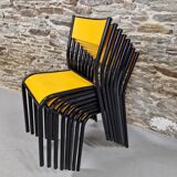 Set of 8 yellow mullca 510 chairs