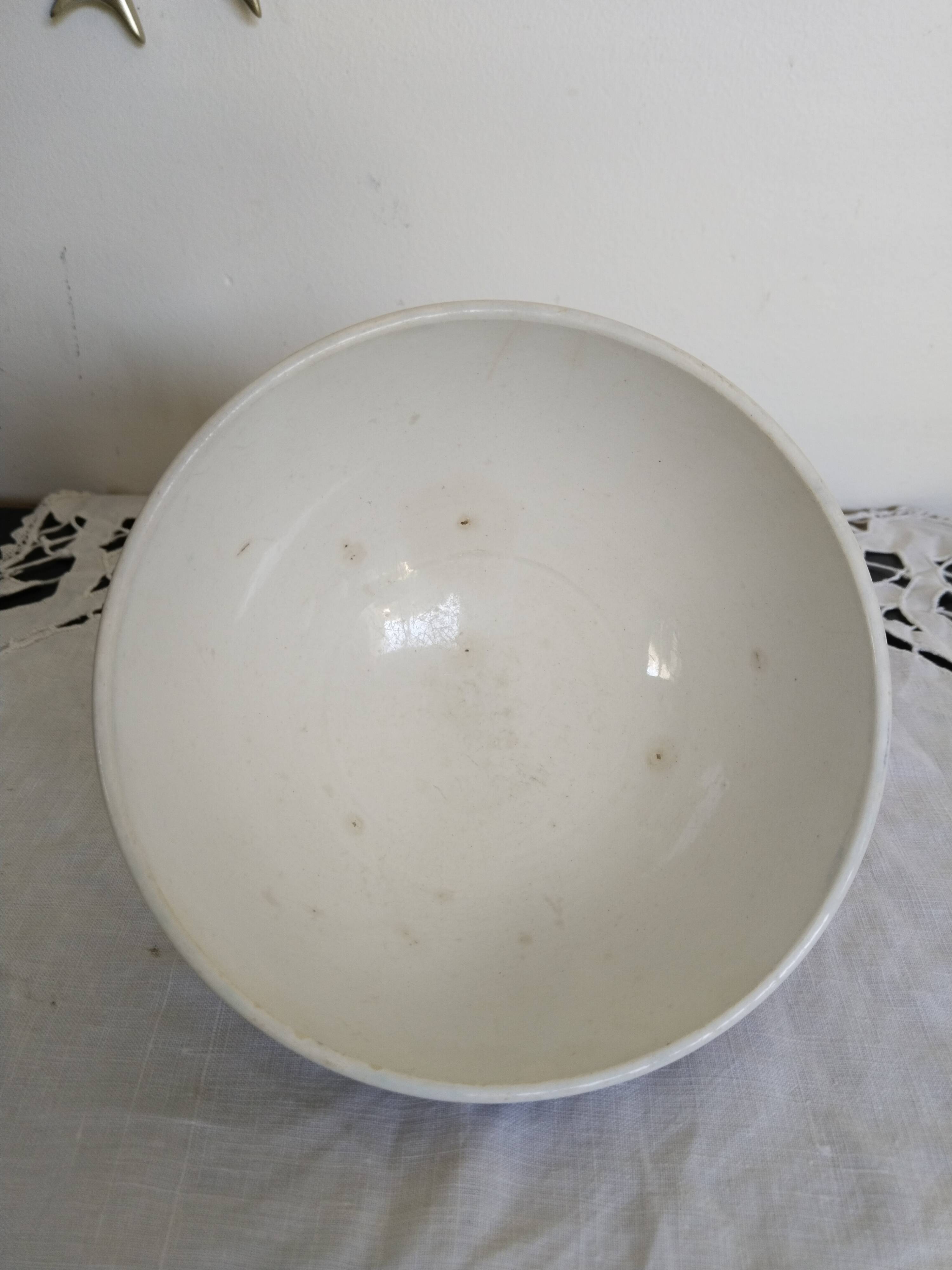 Large old blue bowl in vintage earthenware, 1940s