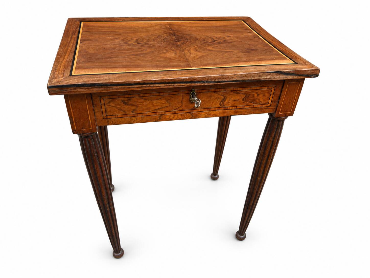 Table d’appoint marquetée avec miroir escamotable – XIXe siècle