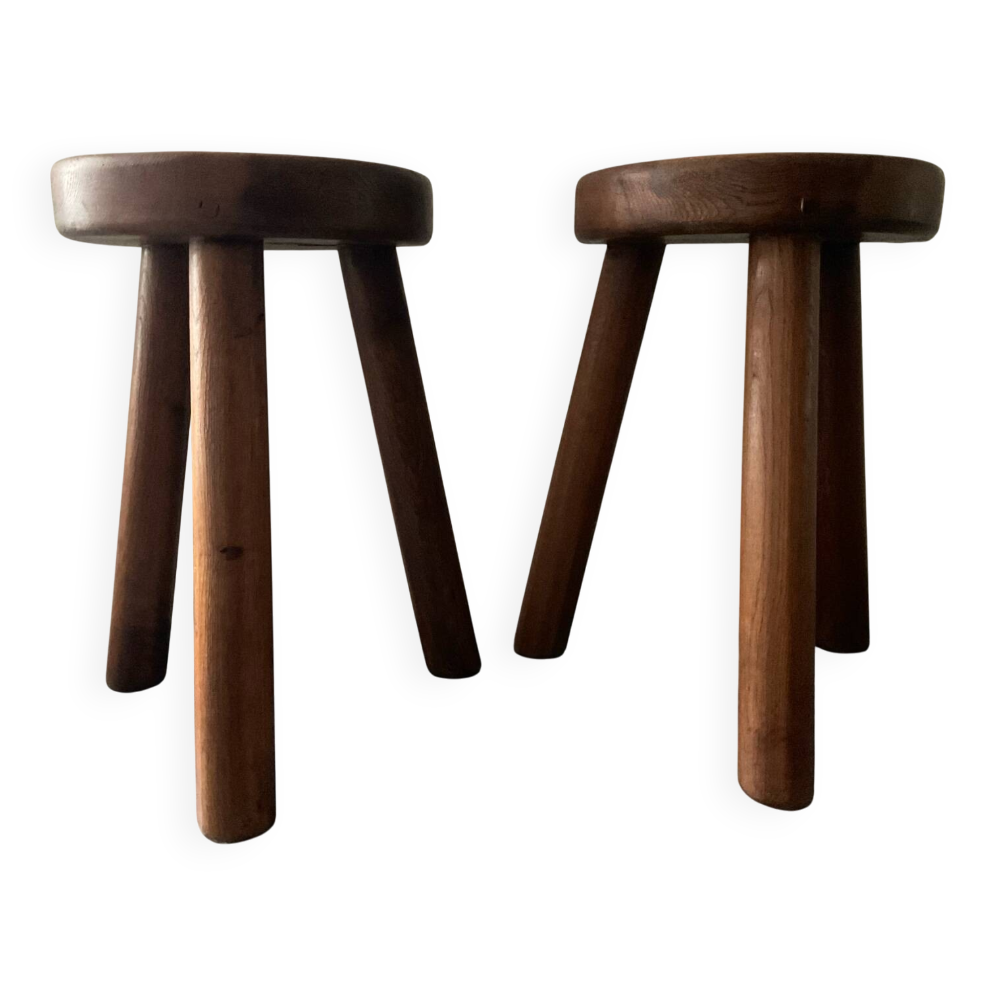 Pair of farmhouse stools in solid oak