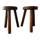 Pair of farmhouse stools in solid oak