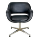 Chaise pivotante vintage en simili cuir noir et chrome, années 70