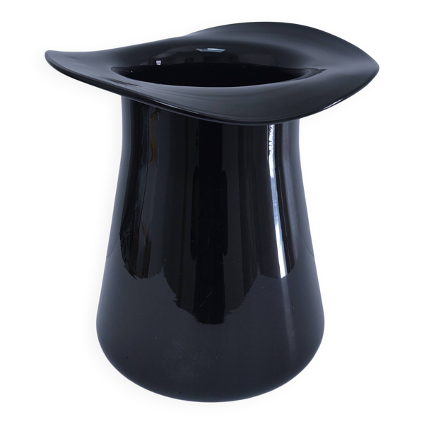 seau à glace et champagne verre noir murano années 80