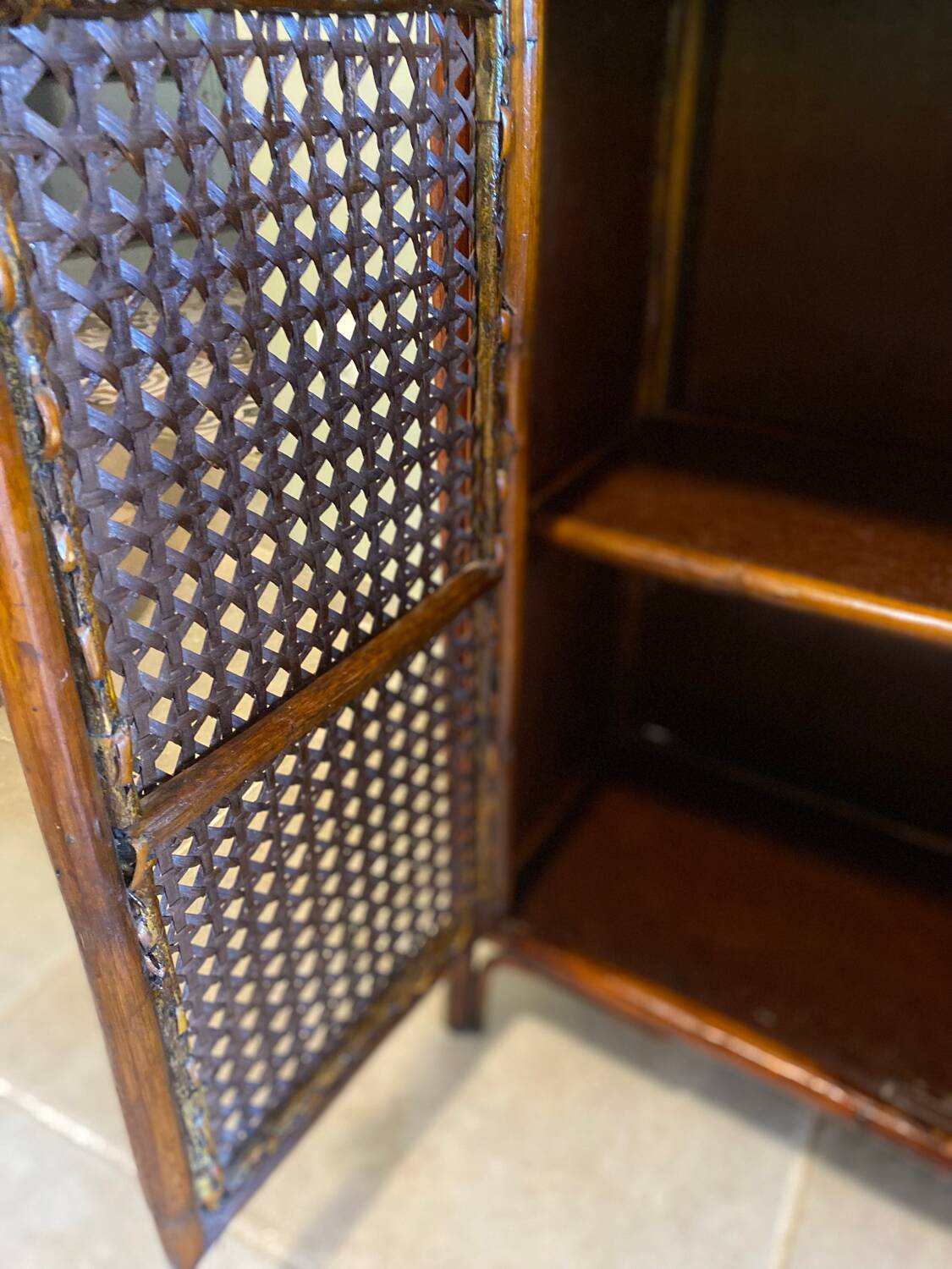 Vintage rattan shelf