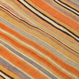 2x10 Pistriped Orange & Green Vintage Kilim Runner Rug, 69x325Cm