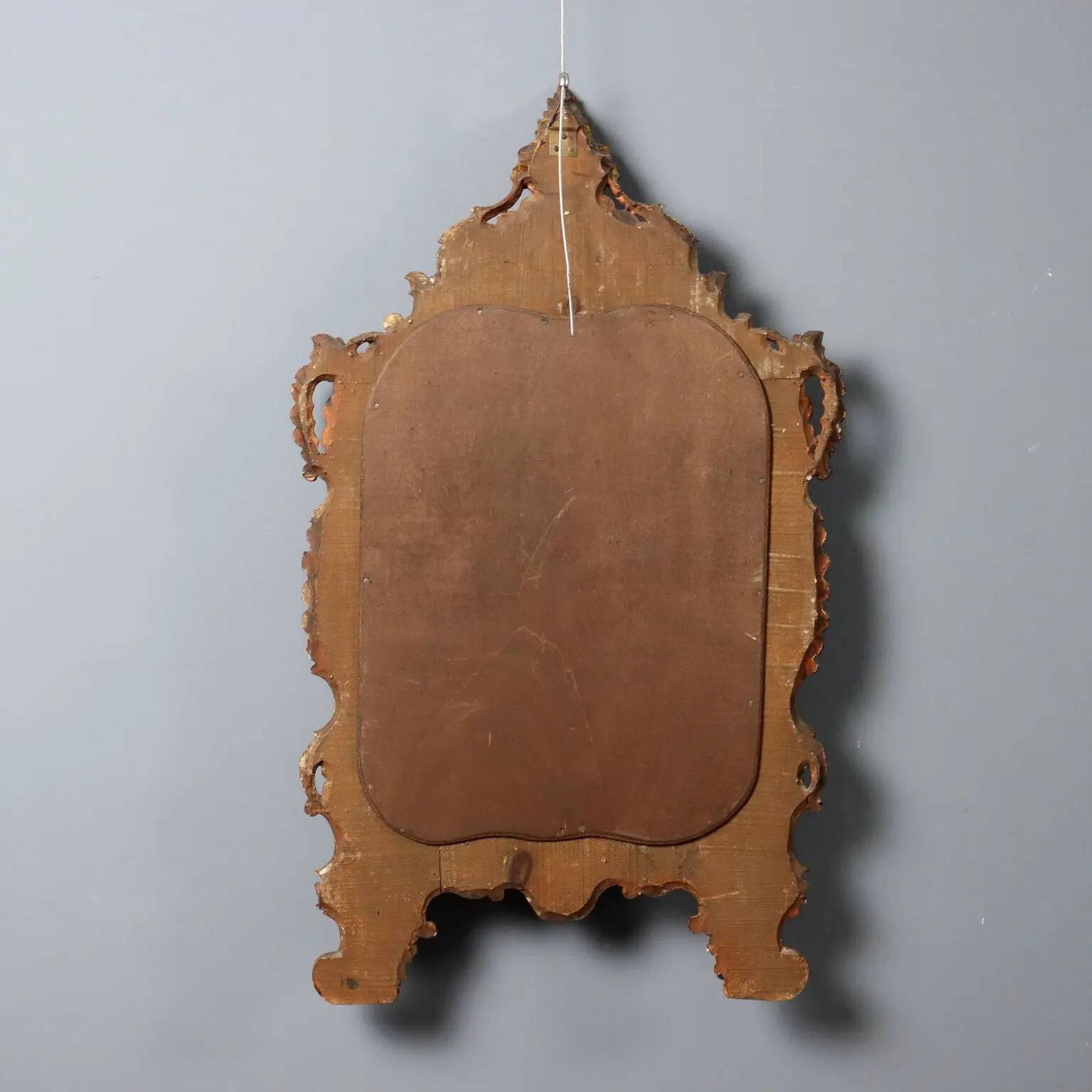 Antique lacquered wooden mirror, Italy, late 19th century.