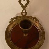 Hand-held rat tail in gilded brass and red marble