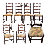 Suite de 4 chaises et 2 fauteuils anglais XIXème en chêne