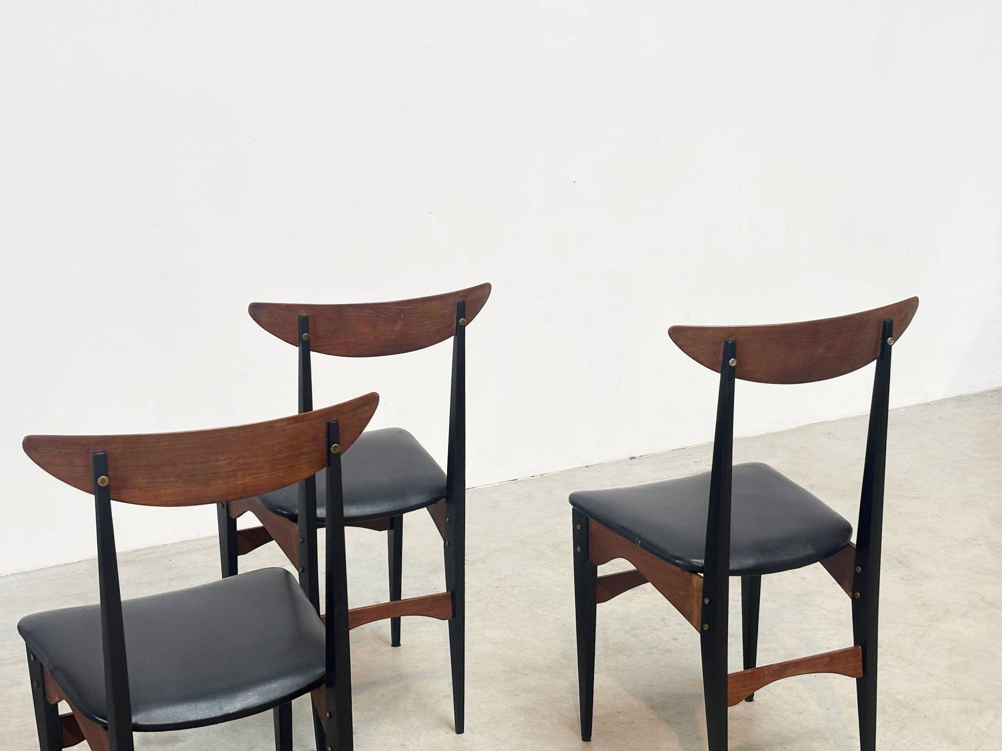 Set of six sculptural Italian dining chairs