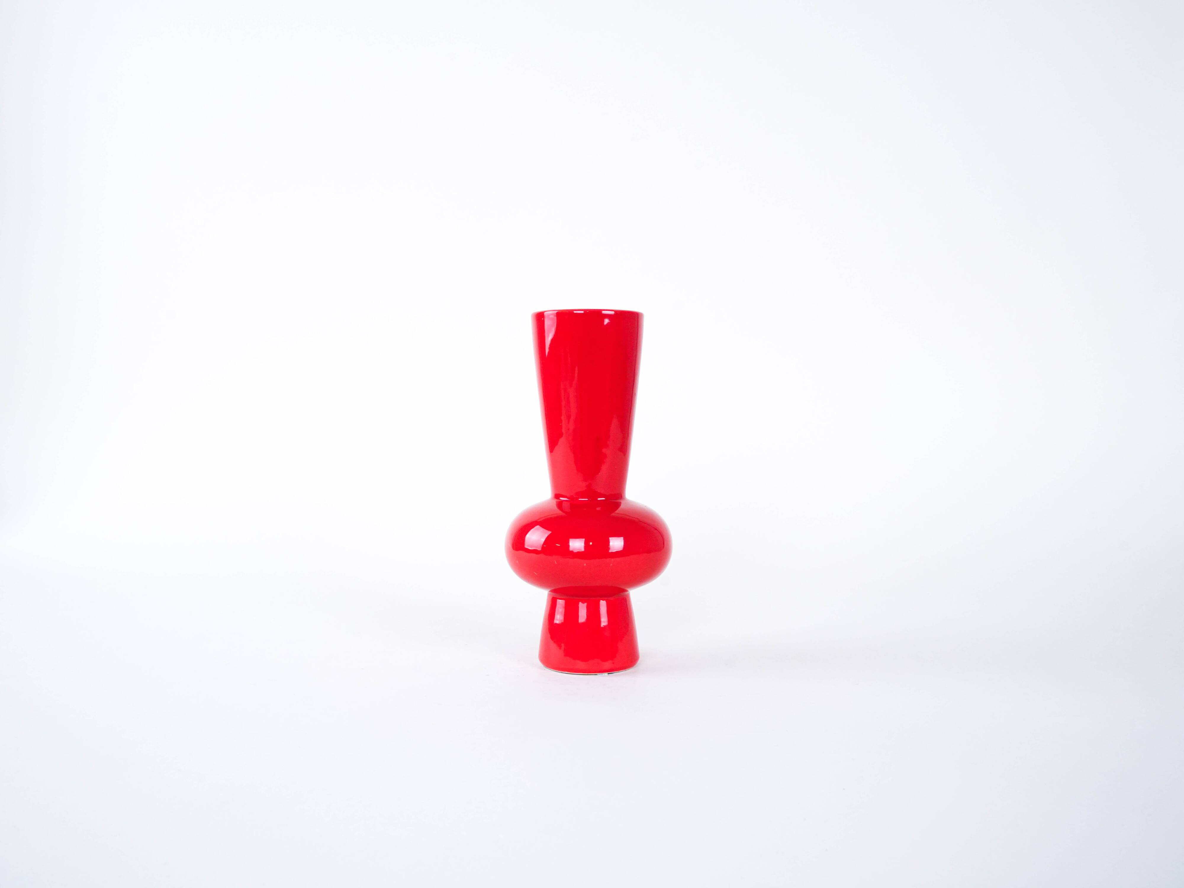 Red ceramic vase, Danish design, 1970s, made in Denmark