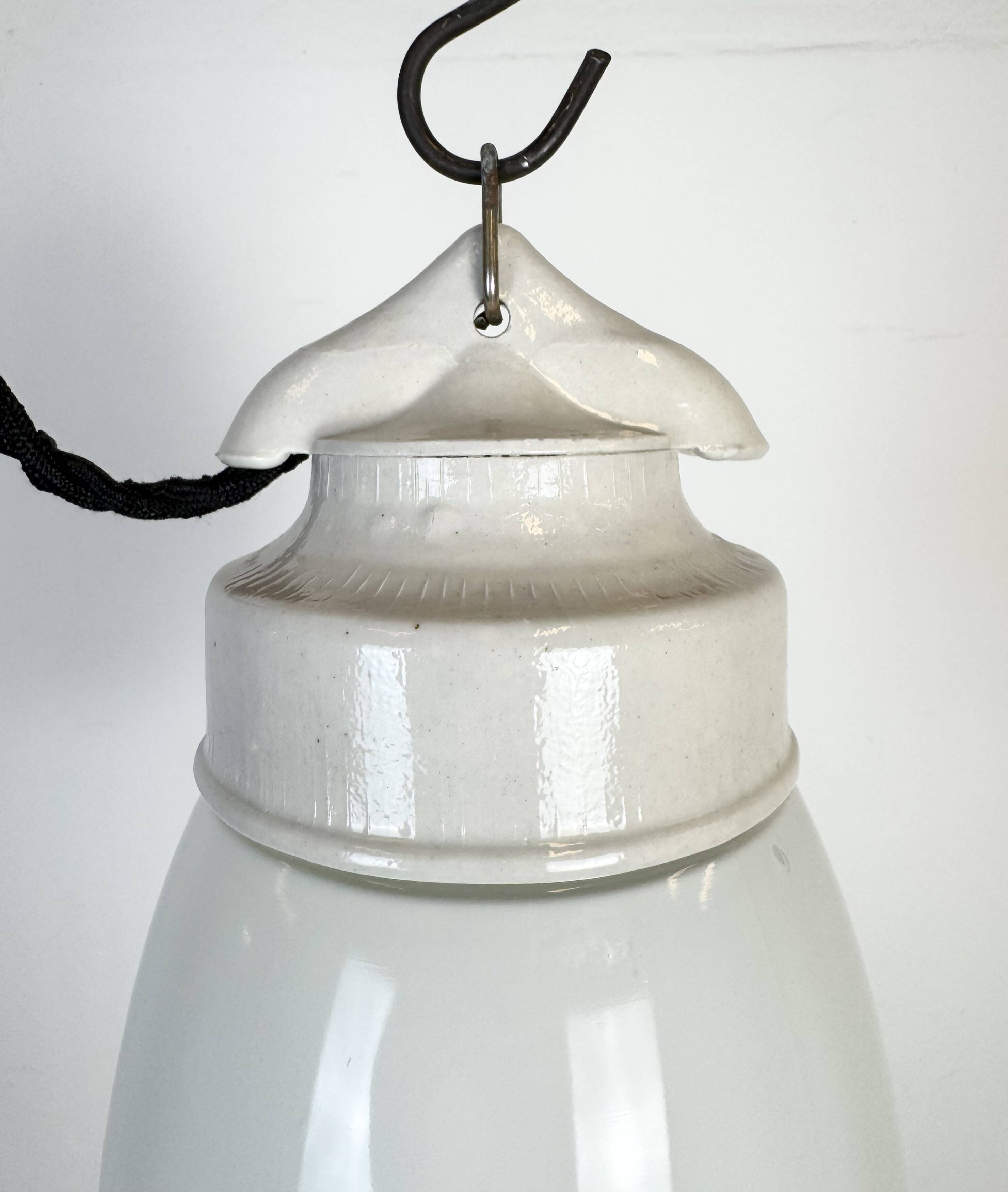 Vintage White Porcelain Pendant Light, 1970s