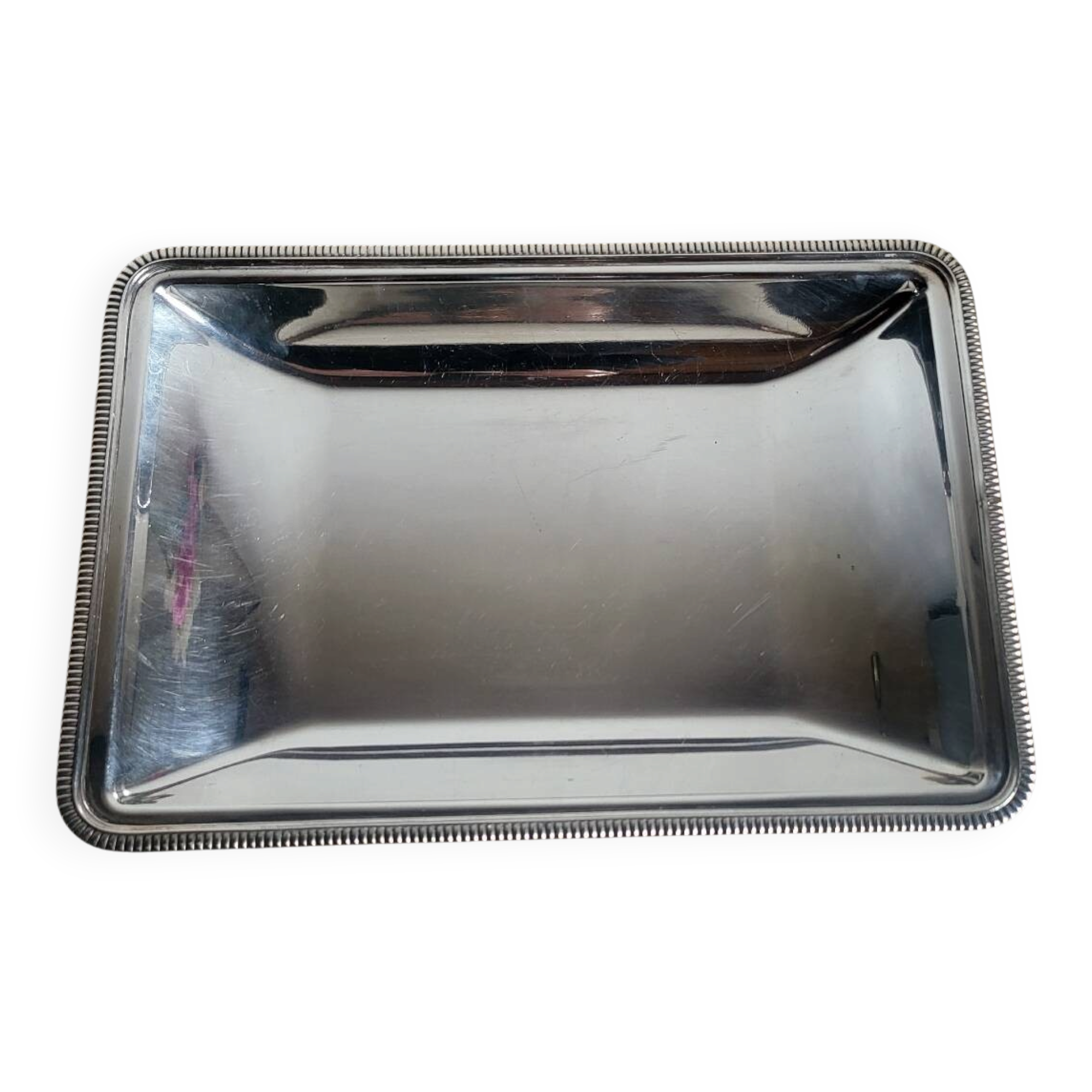Rectangular metal silver-plated tray
