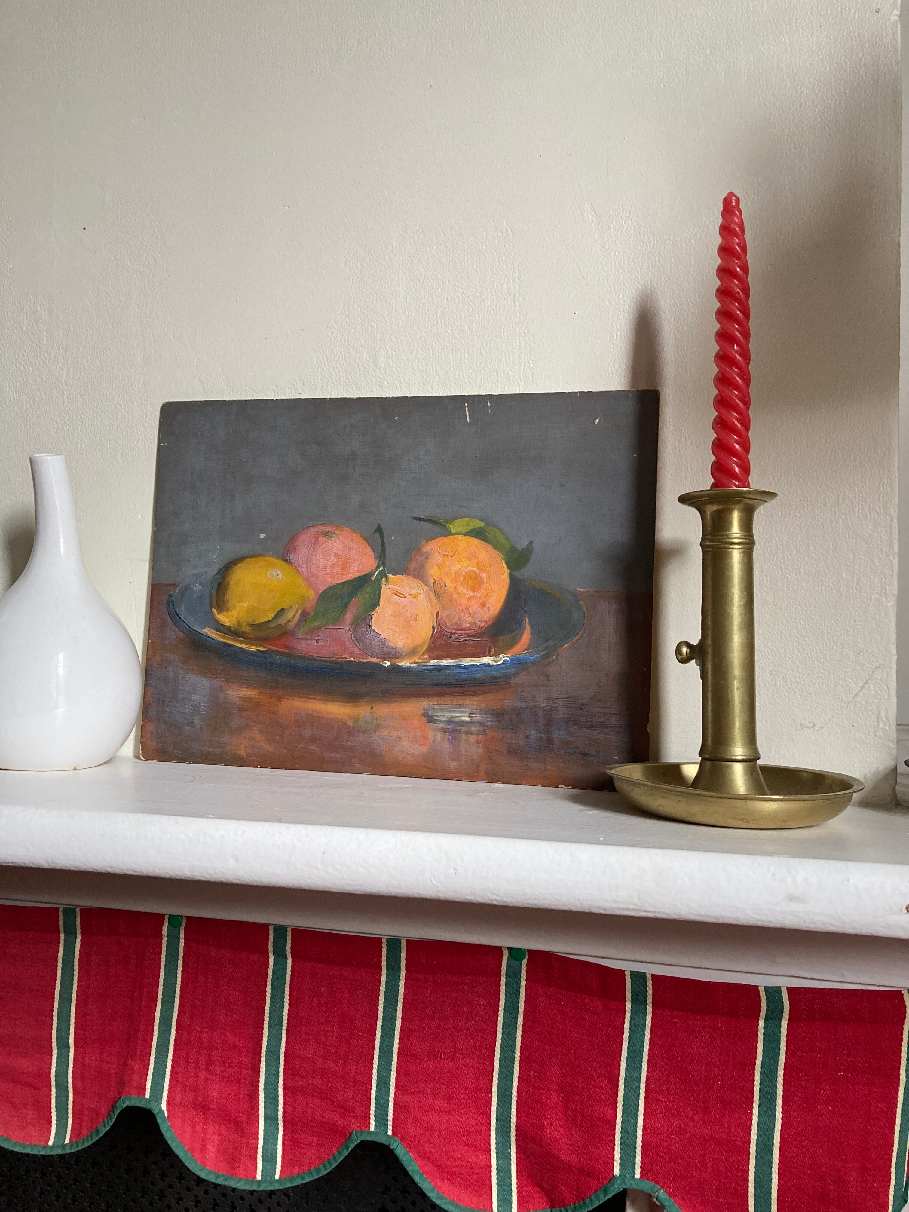 Still life in oil on impressionist cardboard