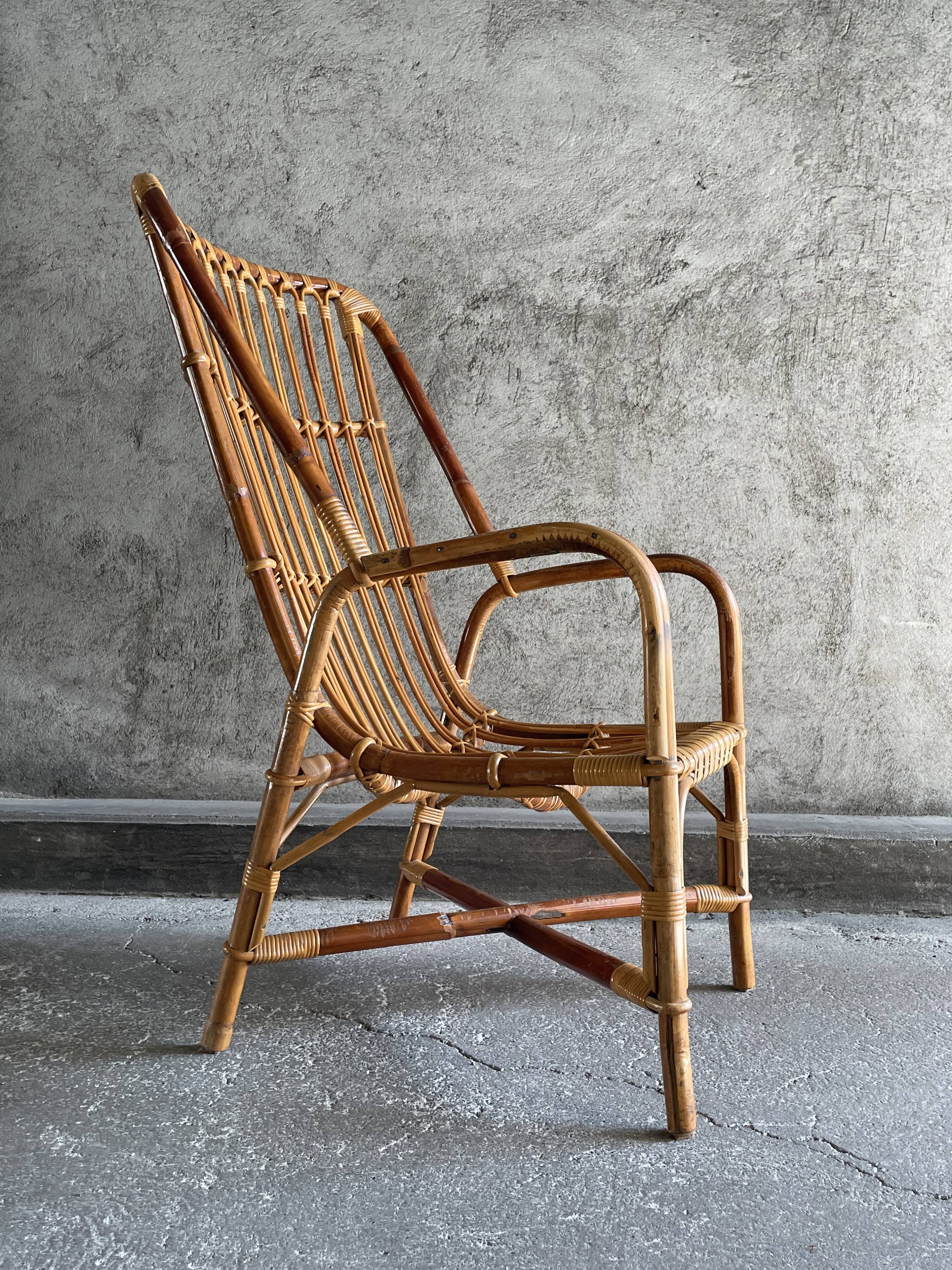 Rattan armchair, 1960s