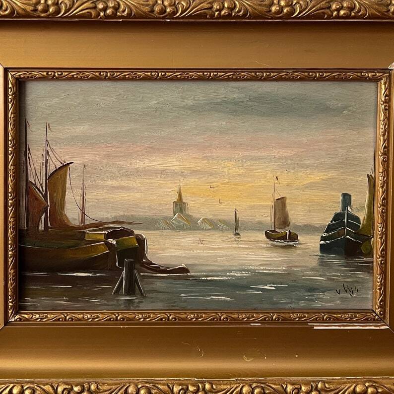 Voilier relaxant et pêche sur la peinture à l'huile du lac à bord