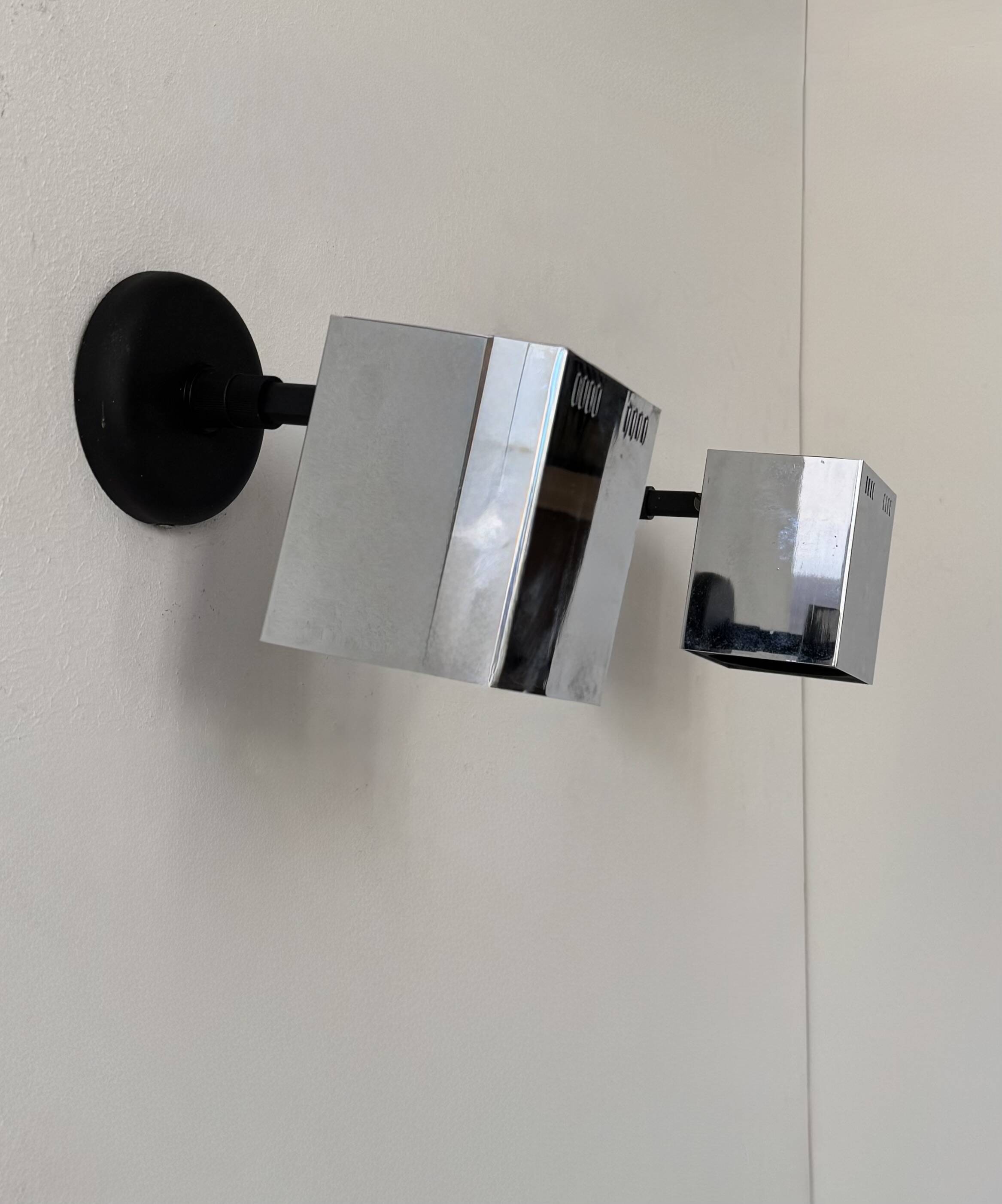 Pair of vintage adjustable wall lights, chrome-plated metal, France, 1970