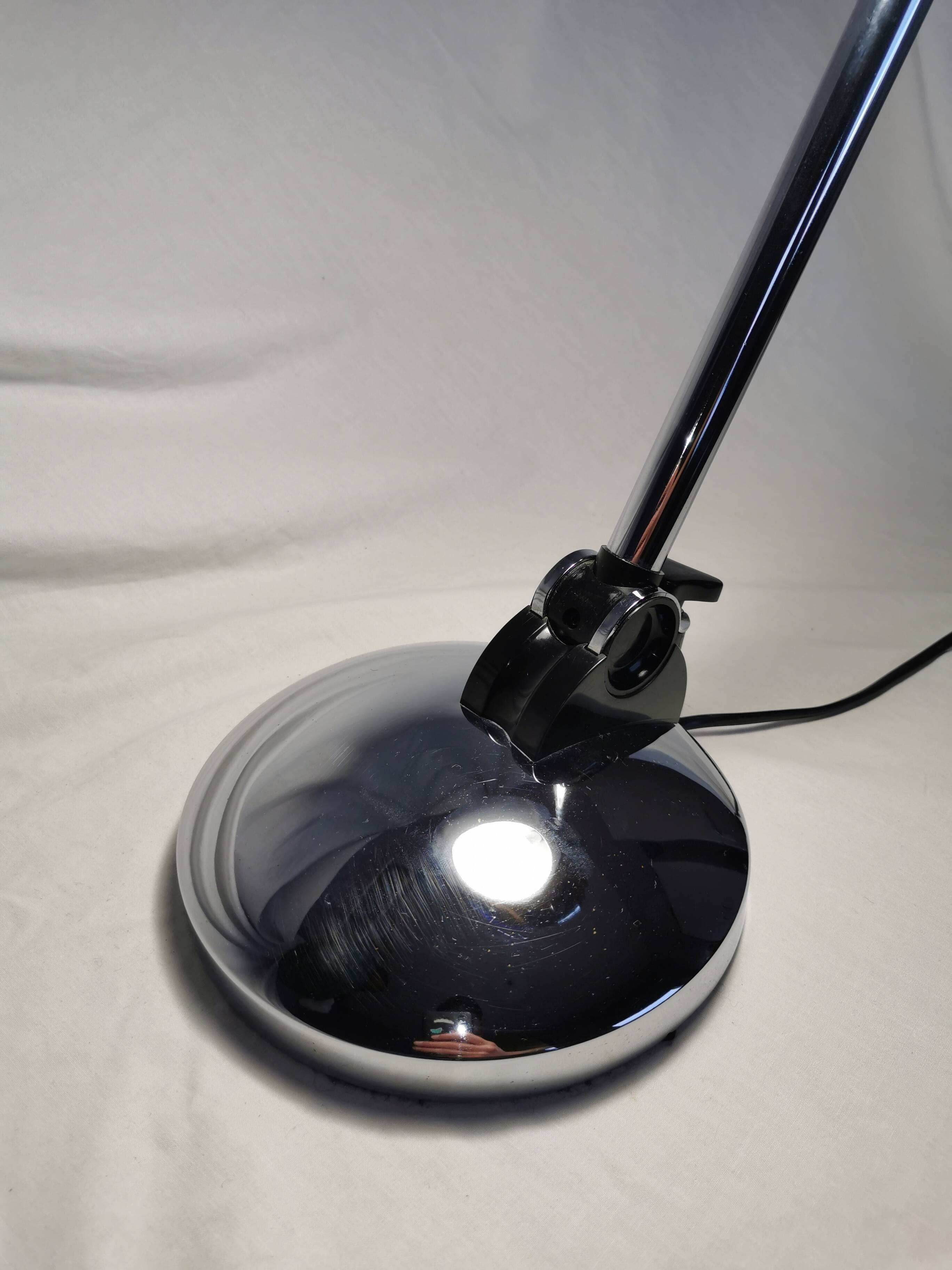 Adjustable chrome metal UFO lamp, space age, UFO, Aluminor, France, 1980.