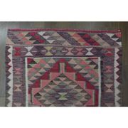 1970s Vintage Turkish Oushak Handmade Wool Cotton Pink Runner Rug 87x333
