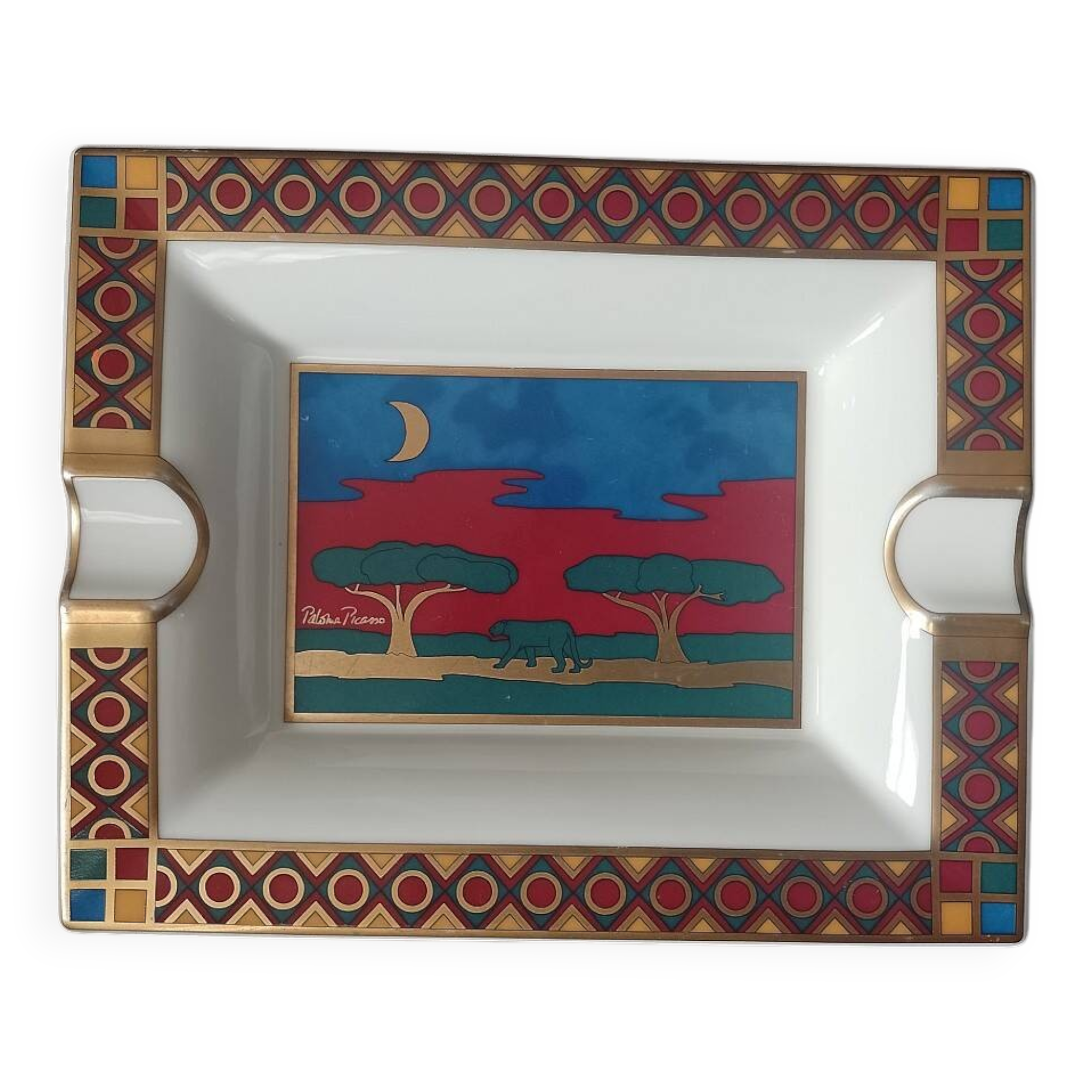 Paloma Picasso Villeroy & Boch Porcelain Ashtray " Afrique" Multicolore
