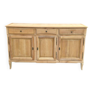 Louis XV buffet stripped in solid cherry wood 1970 165cm