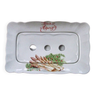 2 Piece Vintage French Pullivuyt Hand Painted White Asparagus Serving Dish 4580