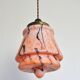 Art Deco Rose Marbled Opaline & Brass Pendant, 1930s