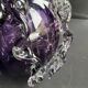 Gros vase boule à base plane en verre soufflé violet et blanc