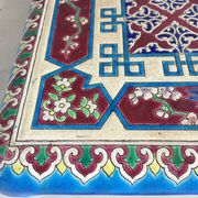 Longwy enamel trivet with geometric patterns, late 19th century