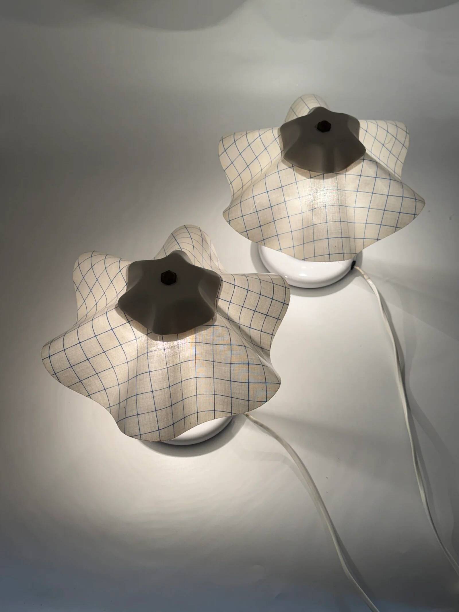 Pair of table lamps with pleated shades – 1980s