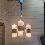 Chrome and glass pendant chandelier by Sciolari, Italy, 1960s