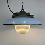 Industrial Blue Enamel Factory Pendant Lamp in Cast Iron from Zaos, 1960s