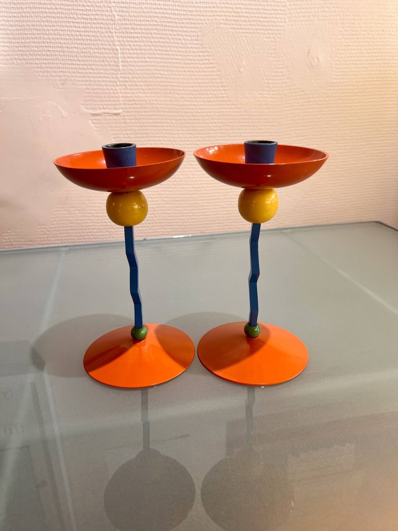 Pair of candlesticks, Memphis, 1980