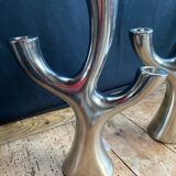 Silver tree shaped candle holders 3 branches