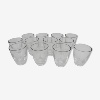 Lot 12 crystal goblets bayel shooters liqueur glasses vintage french glasses 50s