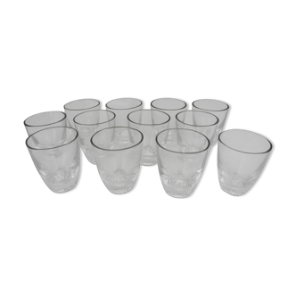 Lot 12 crystal goblets bayel shooters liqueur glasses vintage french glasses 50s