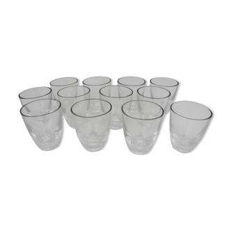 Lot 12 gobelets cristal bayel shooters verres liqueur vintage french glasses 50s