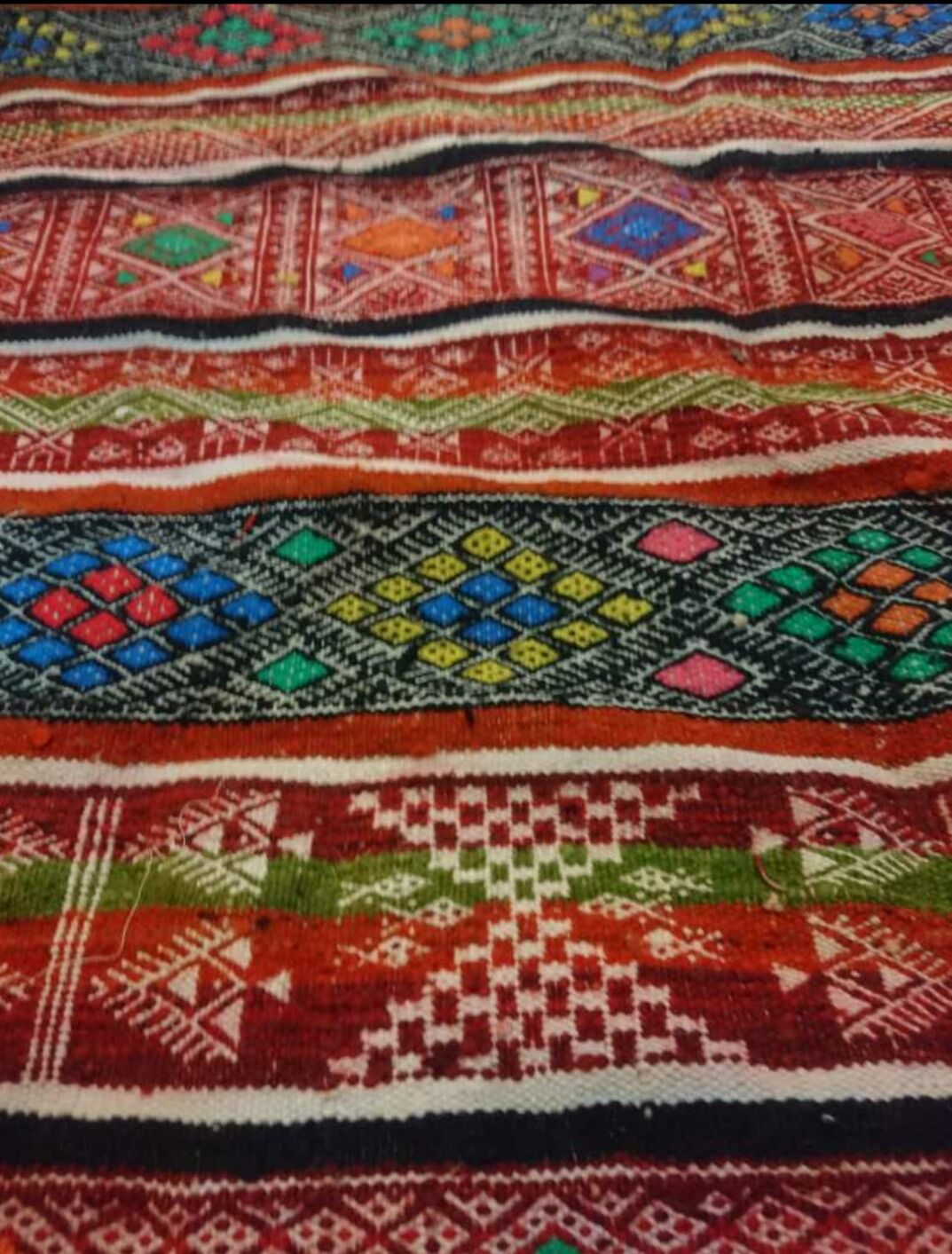 Carpet Berber kilim multicolor vintage Handmade wool 195x85cm