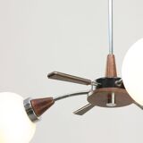 Mid-Century Modern Italian Chrome and Opaline Chandelier