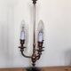 three-light candelabra lamp in metal and gilded brass, bouillotte lamp