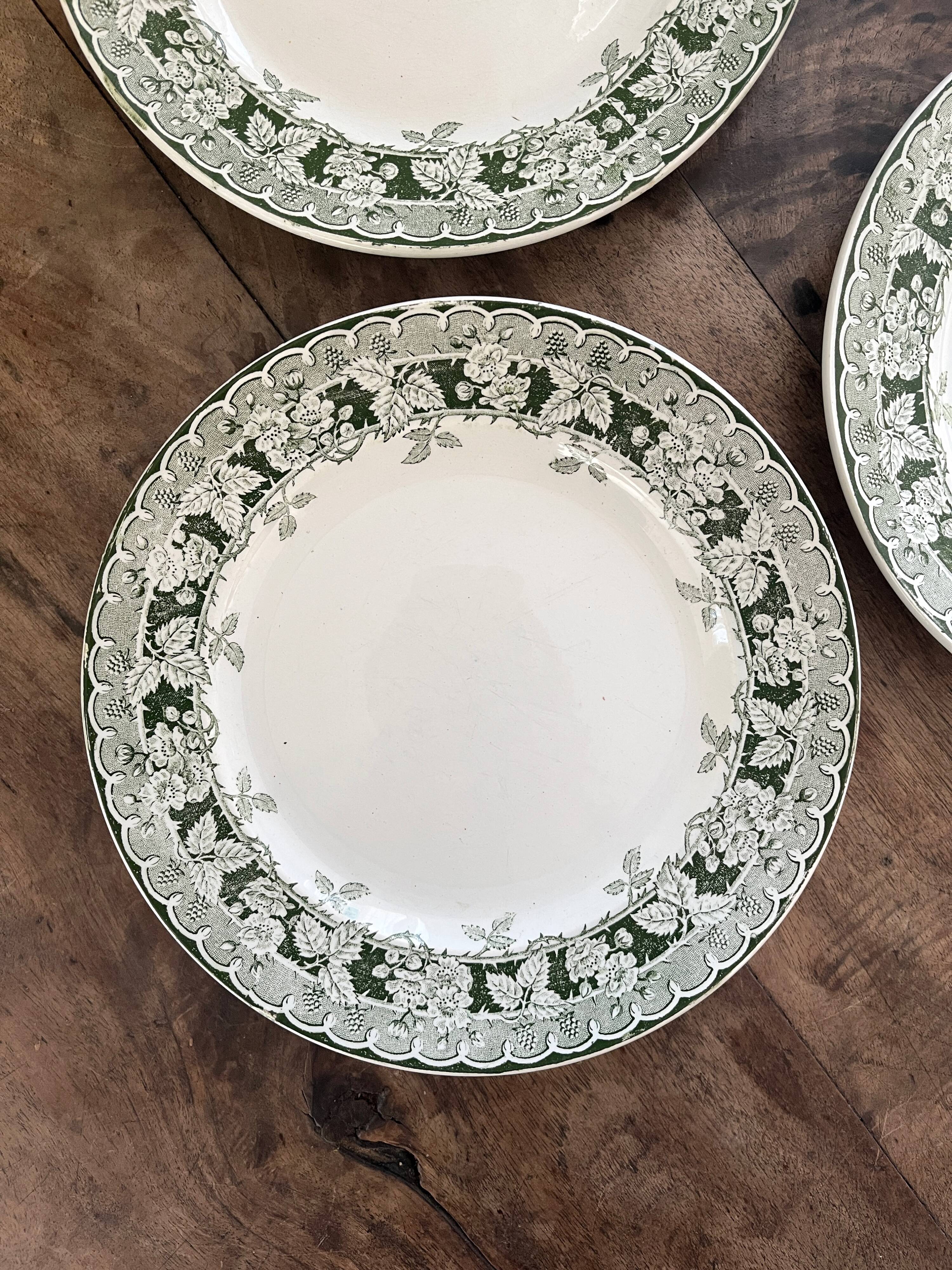 3 "Murier" ironstone dessert plates from Saint Amand and Hamage